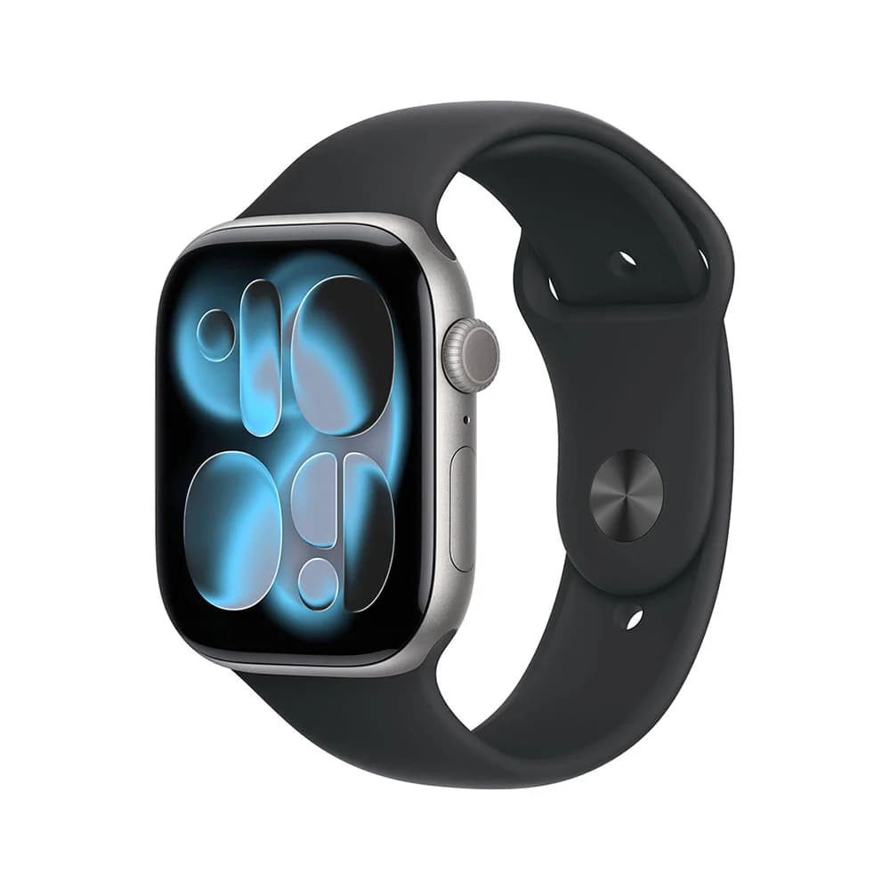 Apple Watch Series 11 GPS · Aluminium 42 mm – Space Grey · Black Sport Band - S/M