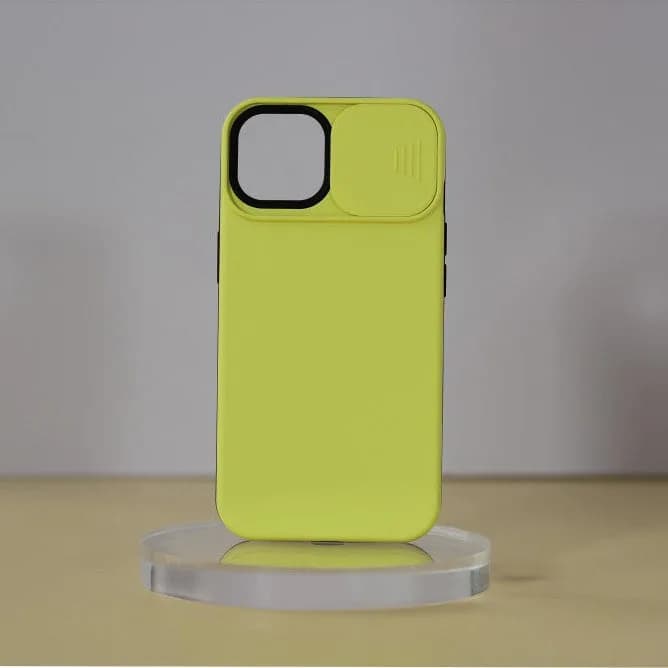 Cellect iPhone 14 TPU+PC kameravédős tok – sárga – termékfotó