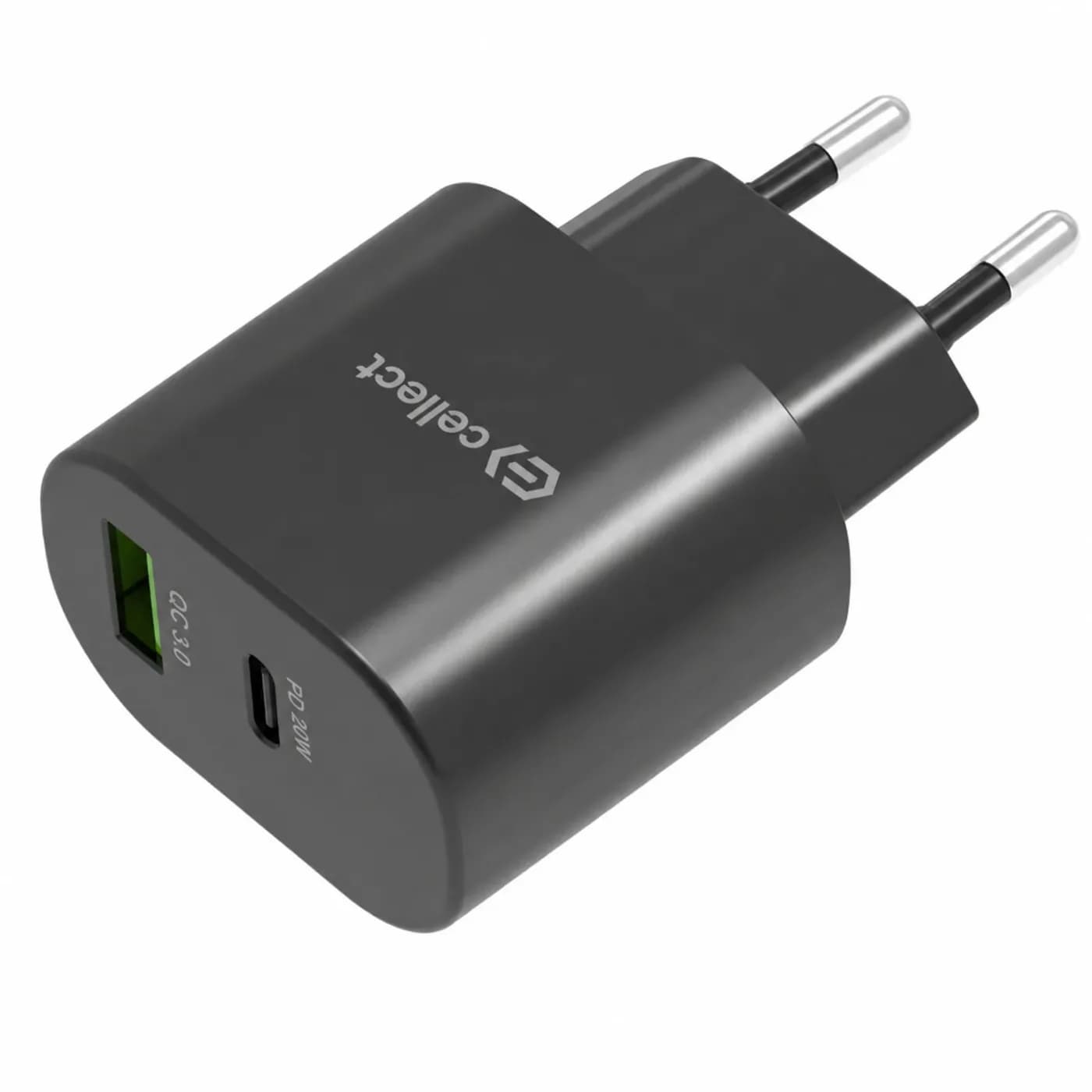 Cellect 20W hálózati gyorstöltő adapter, Fekete – termékfotó