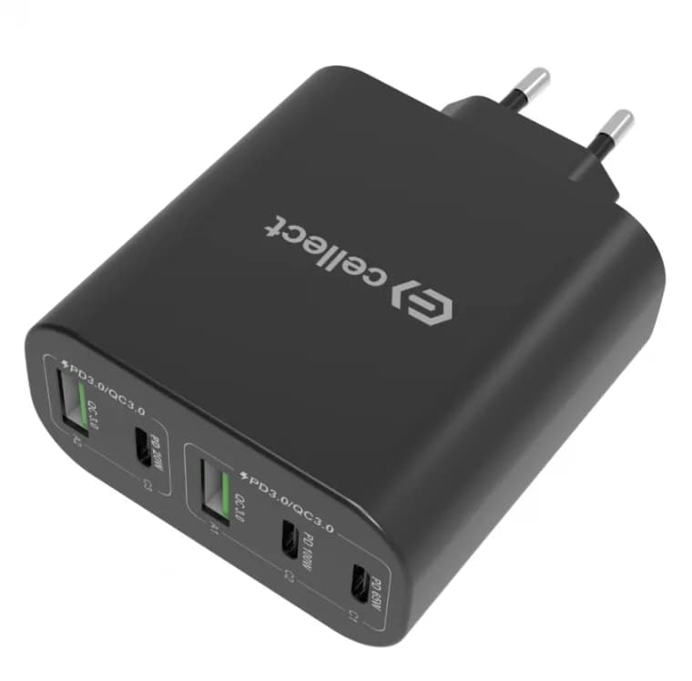 Cellect 120W hálózati gyorstöltő adapter, Fekete – termékfotó